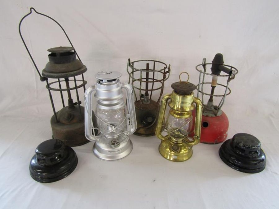 Collection of paraffin lamps and Dietz oil lamp