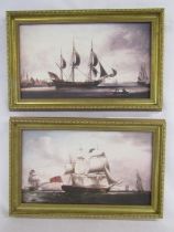 British Merchant ship prints in gilded frames - approx. 54cm x 34.5cm