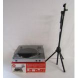 Ion USB turntable - archiver with line input & a  NJS (New Jersey Sound Corp) microphone stand
