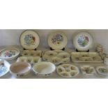 Selection of Poole pottery, including plates, hors d'oeuvres dishes with seafood design, jam pots,