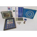 Collection of coins and collectors coins - framed English currency, Historic cars, 1996 England