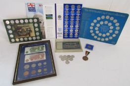 Collection of coins and collectors coins - framed English currency, Historic cars, 1996 England