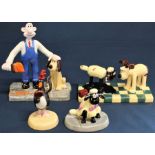 4 Coalport Wallace and Gromit figures - 'Ready For Take Off' - 'Oh What A Mess' - 'Feathers in