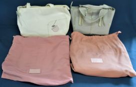 2 Radley bags with the dust bags, including one white and one blue