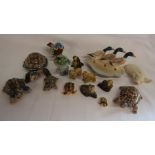 Beswick ducks, Wade tortoises and whimsies, Royal Adderley 'floral' bird and unmarked pig and