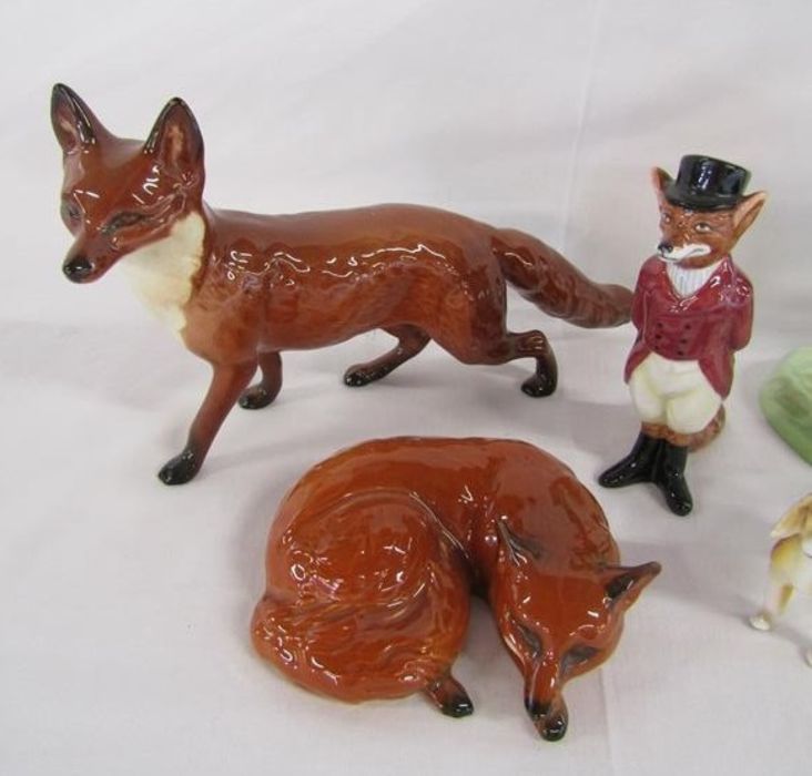 Beswick large fox approx. 24cm, huntsman on rearing horse 868 (damage to ear) and sleeping fox, - Image 2 of 12