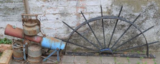 Spiked metal passage guard & a vintage bird scarer