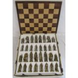 IILA Napoleonic chess pieces 577M with board (one felt base missing)