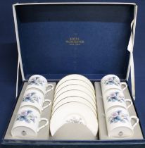 Royal Worcester cased Woodland Blue coffee set - unused