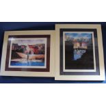 Pair of framed Mary Gulland signed prints - "Port of St Mary Harbour, Isle of Man" & "Castletown
