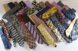 Collection of approx. 50 silk ties includes an Yves St Laurent, Thai silk, Italian Silk, Laurent