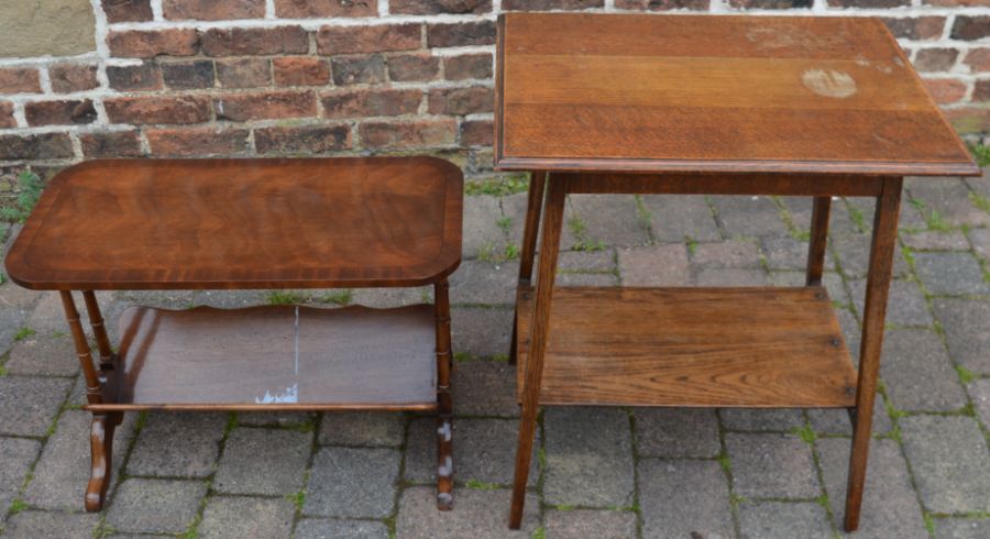 Reprodux coffee table with magazine shelf and an oak occasional table