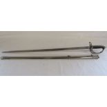 Turner Bros Bath North Somerset Yeomanry officers sword with patterned blade, sharkskin grip, proved