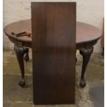 Early 20th century mahogany wind out dining table with leaf on ball & claw feet extending to 193cm