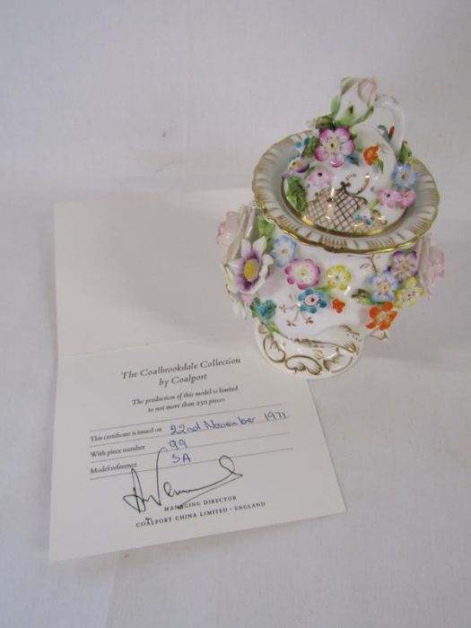 4 Coalbrookdale by Coalport limited edition floral encrusted lidded pots with certificates - some - Image 7 of 12