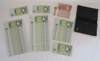 56 crisp £1 notes with number sequence C74N 132825-44, AU61 646247-66 (very slight bow to middle