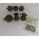 Hor Chung WEI-HEI-WEI pewter mounted black clay full set tea set - Hot water, milk, slop bowl,