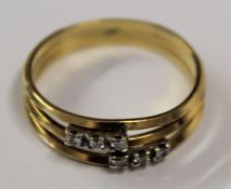 18ct gold and diamond band, size M/N, 2.8g
