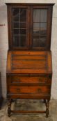 1930's bureau display bookcase Ht 160cm W 161cm D 41cm