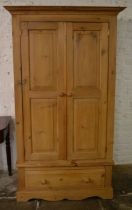 Pine double wardrobe Ht 183cm W 104cm D 59cm