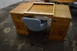 Pine desk, L154cm x D76cm x H77cm and a swivel chair