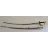 Ames Chicopee Mass. cavalry sword, blade also marked U.S. ADK 1862 - with brass guard and 1843 stamp