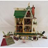 Small furnished dolls house on turning base (removable) - approx. 52cm x 38cm