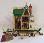 Small furnished dolls house on turning base (removable) - approx. 52cm x 38cm