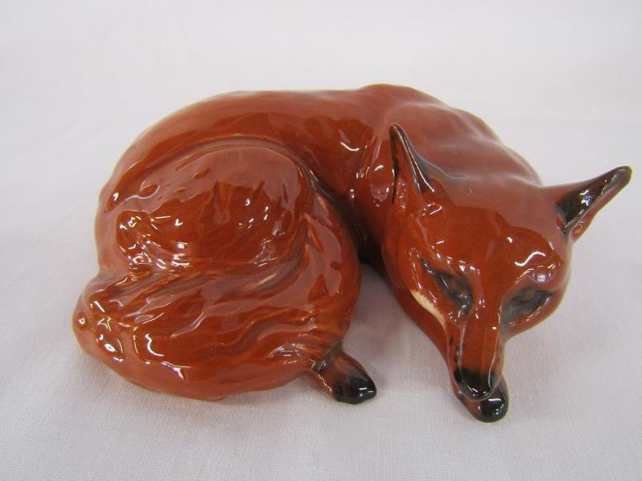 Beswick large fox approx. 24cm, huntsman on rearing horse 868 (damage to ear) and sleeping fox, - Image 7 of 12