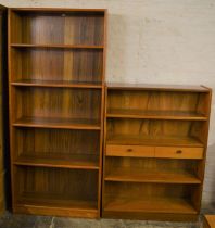 2 Parker Knoll/Nathan solid teak bookshelves 183cm by 80cm & 122cm by 87cm