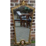 Gilt wall mirror, H113cm x W58cm