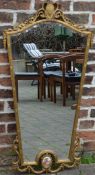 Gilt wall mirror, H113cm x W58cm