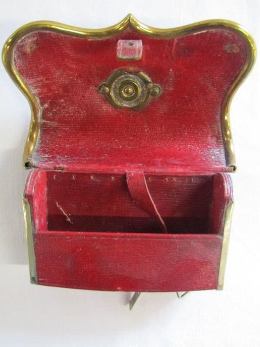 20th Century Austrian full dress pouch with red leather interior and decorated brass panels to the - Image 4 of 11
