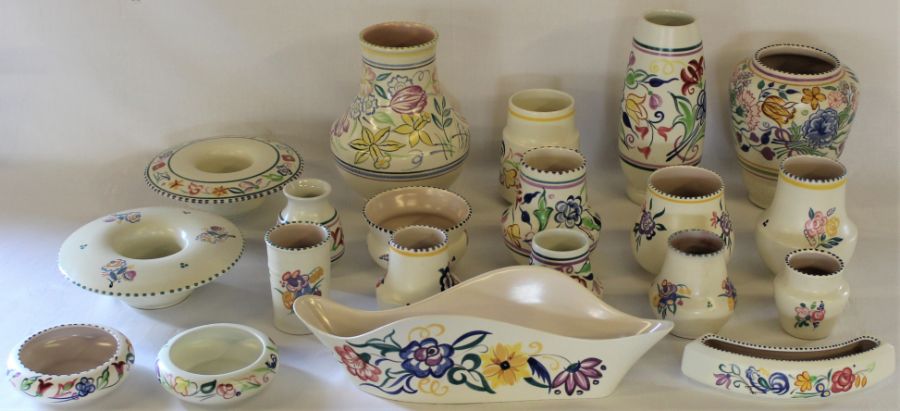 Selection of Poole Pottery vases, including AP design