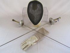 Leon Paul fencing epee's and Paul mask also includes glove (inner deteriorated)