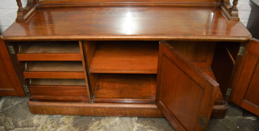 Victorian mahogany mirror back sideboard with shelf over L 167cm D 61cm Ht 127cm - Image 3 of 3