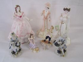 Collection of figurines - Sitzendorf pair, Coalport Golden Age ' Charlotte a Royal Debut', Royal