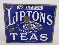 Liptons double sided enamel shop sign - approx. 42cm x 33cm (lip approx 5cm)