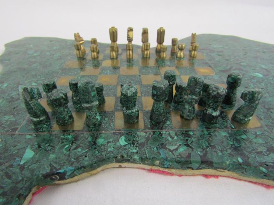 Brass and composite stone chess board - appears to be handmade in the shape of Australia - Image 3 of 4