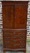 Reproduction serpentine fronted cabinet, H150cm x W69cm x D41cm with pull-out slide, one drawer