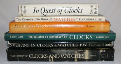 Selection of books on clocks, watches & watch making : In Quest of Clocks by Kenneth Ullyett, The