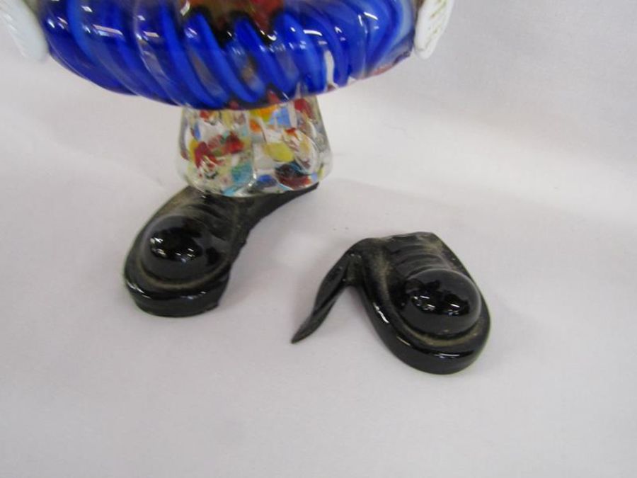 Collection of silver plate includes horn handled tankard, candlesticks, Murano style clowns (one - Image 5 of 7