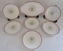 Susie Cooper Red Azalea small plates and oval plate