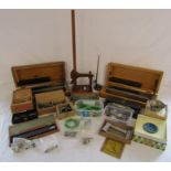 Collection of watchmakers items includes Tokyo glass measure, digital gauge, mainspring winder,