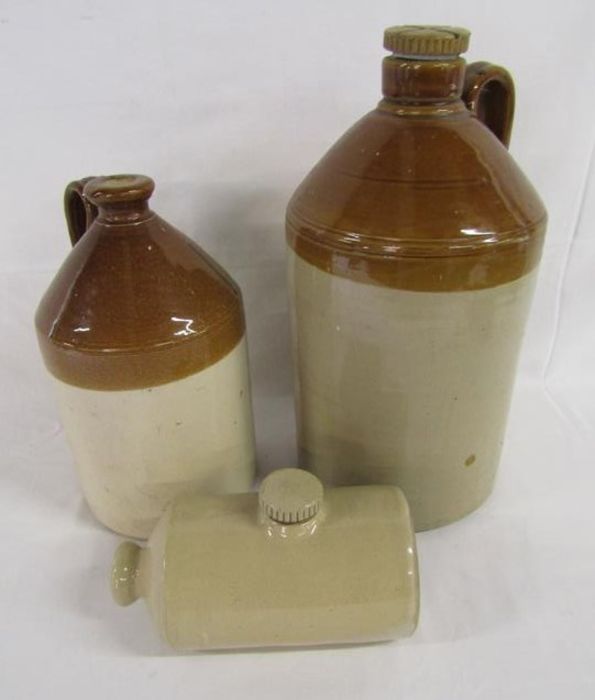 2 Stoneware flagons  - military large with screw top and stamp broad arrow 1944 approx. 43cm and