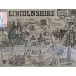 J.S Simon Lincolnshire map print © by Roy Faiers Ltd 1966 of Lincolnshire (This England