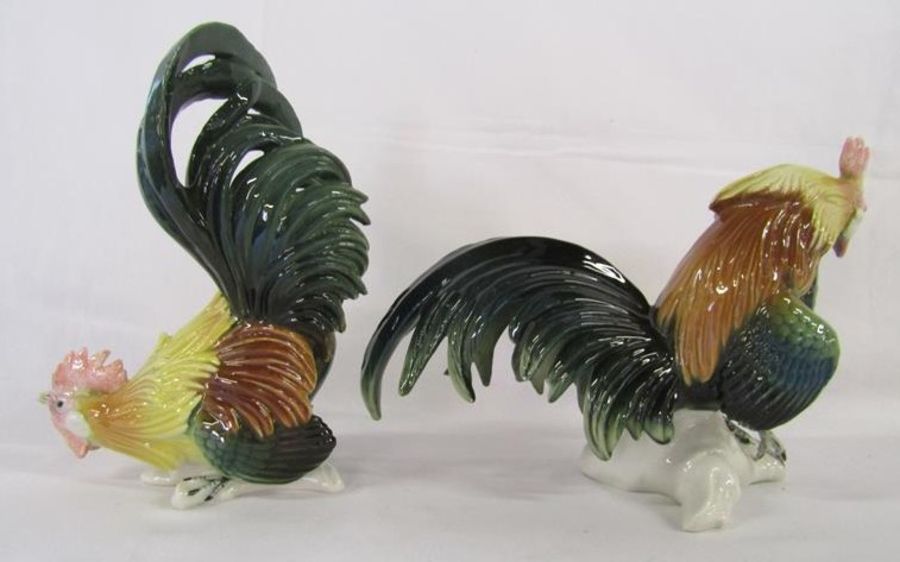 Karl Ens cockerel figurines marked 750 to base slight damage to the beak and crown of one and to the - Image 6 of 8