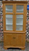 Painted Georgian corner cupboard with replacement handles Ht 195cm W 97cm