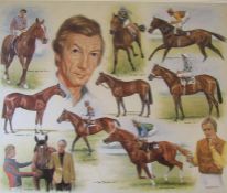 Set of 4 - Lester Piggott unframed limited edition Winners prints from original paintings by Peter