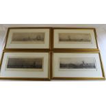 Four gilt framed Harold Wyllie (1880-1975) etchings with aquatint, (details verso) "Waterside Town